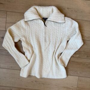 Turtleson Women's Aurora Half-Zip Cable Knit Sweater Baby Alpaca Wool Size L